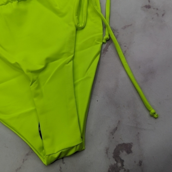 Good American Swim Bottom Women Electric Green Tiny Ties Bikini Neon - Picture 3 of 11